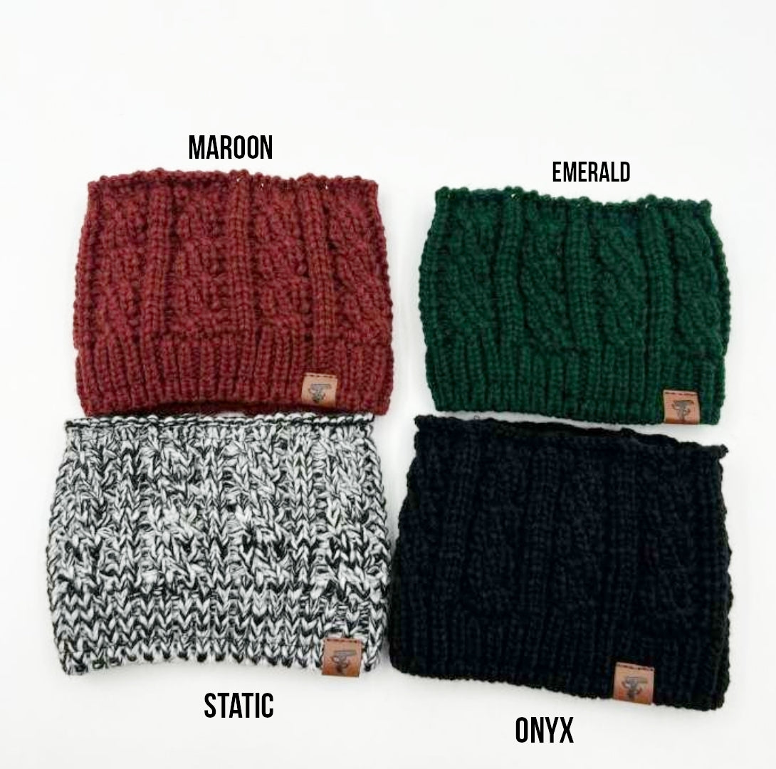 MAYA Satin Lined Ear Warmer Headband Beanie - ONYX