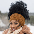 MAYA Satin Lined Ear Warmer Headband Beanie - ONYX