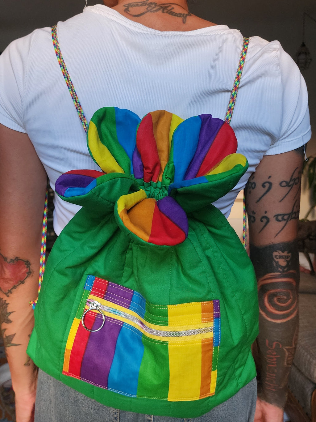 Green Rainbow Cinch Bag