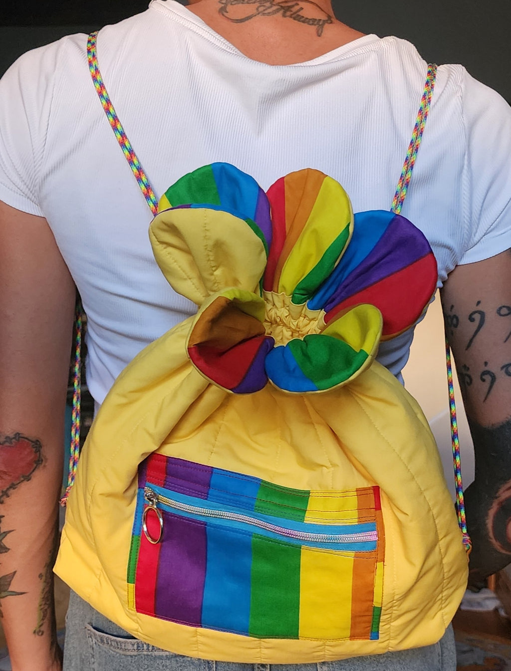 Yellow Rainbow Cinch Bag