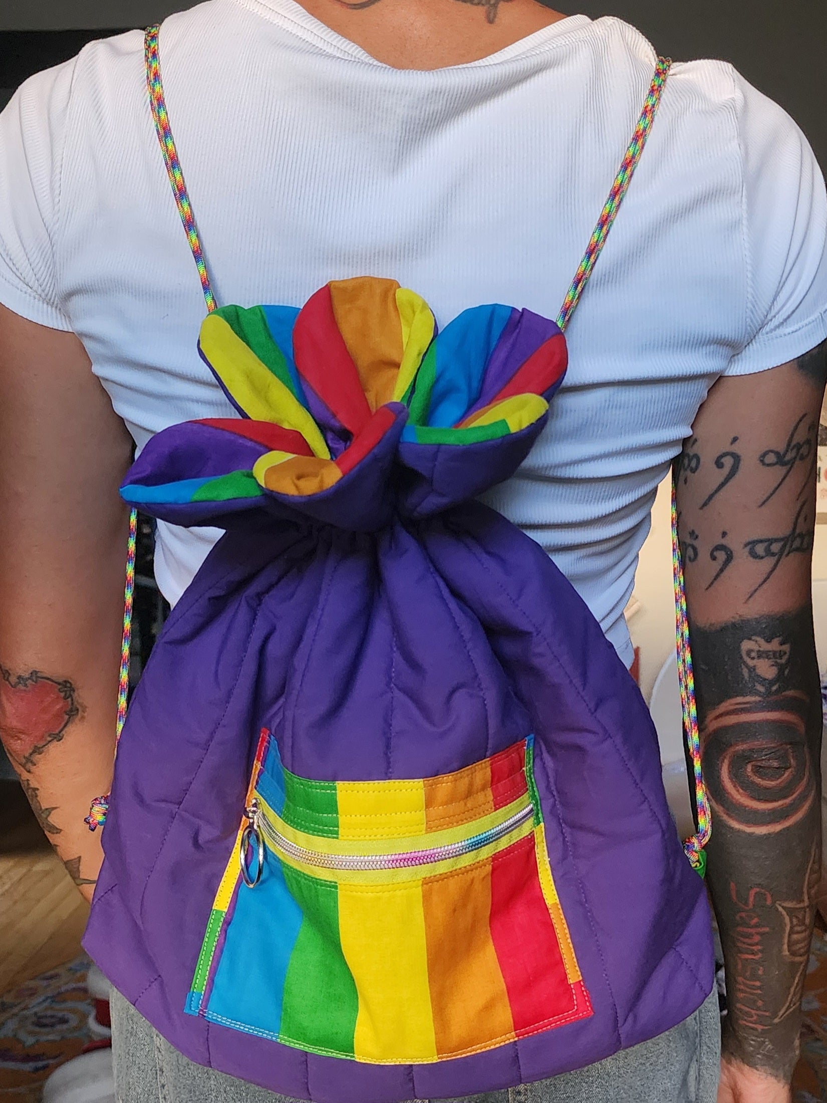 Purple Rainbow Cinch Bag