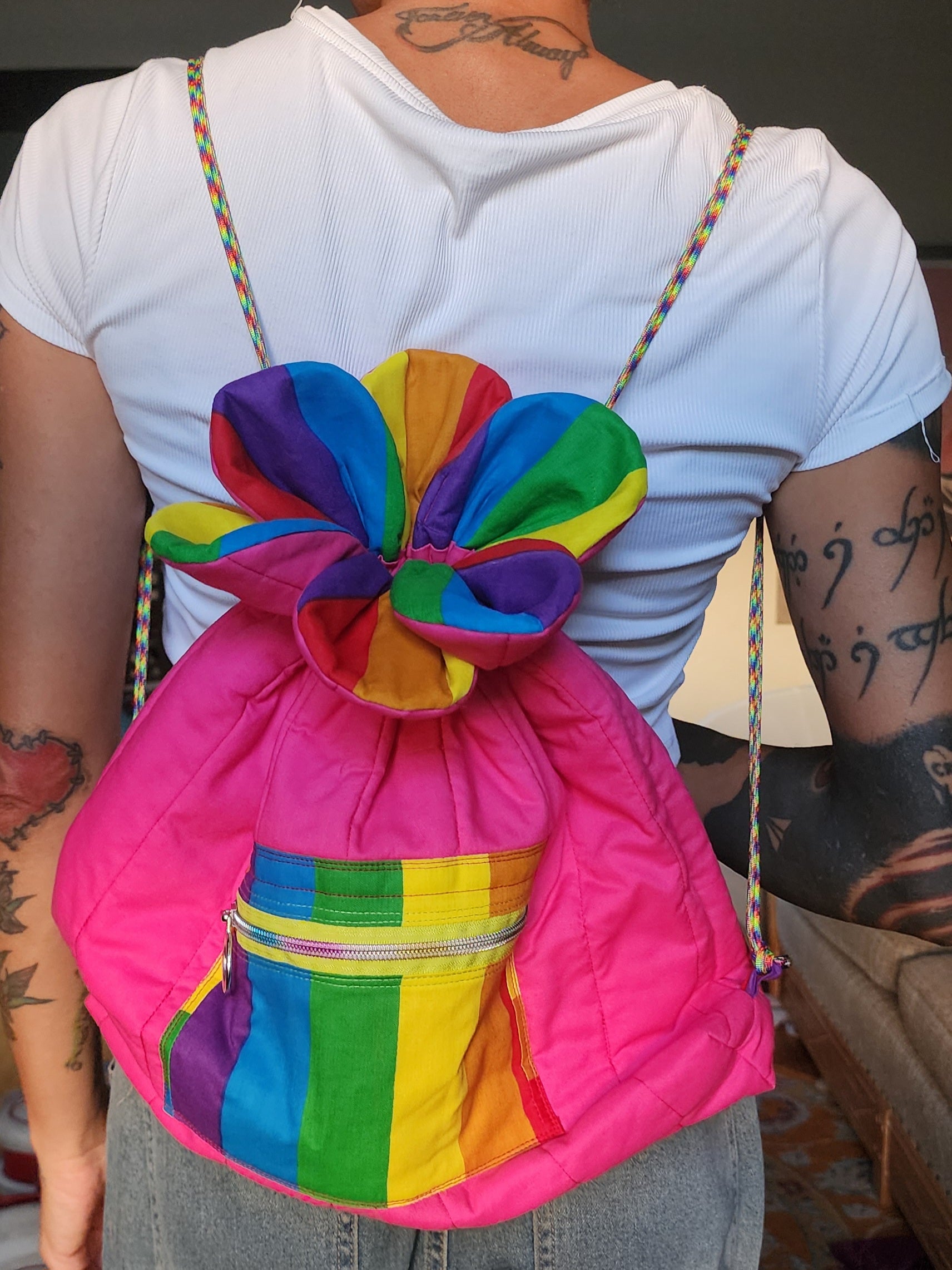 Pink Rainbow Cinch Bag