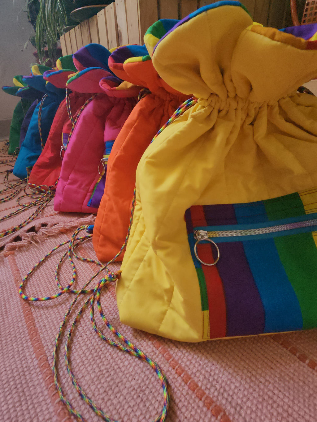 Pink Rainbow Cinch Bag