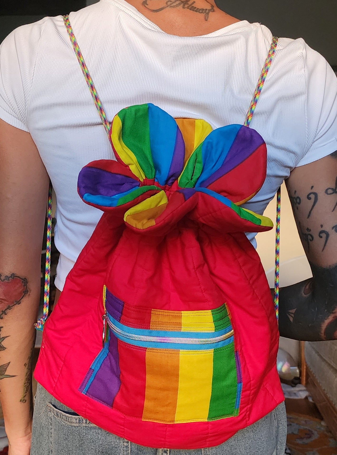 Red Rainbow Cinch Bag