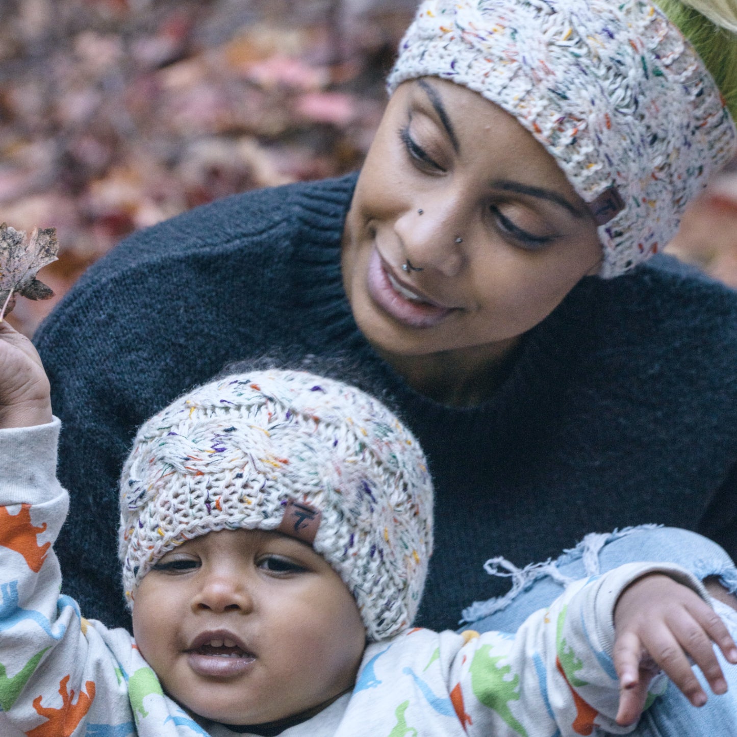 Mommy & Me Satin Lined Beanie Ear Warmer | White