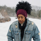 MAYA Satin Lined Ear Warmer Headband Beanie - BOYSENBERRY