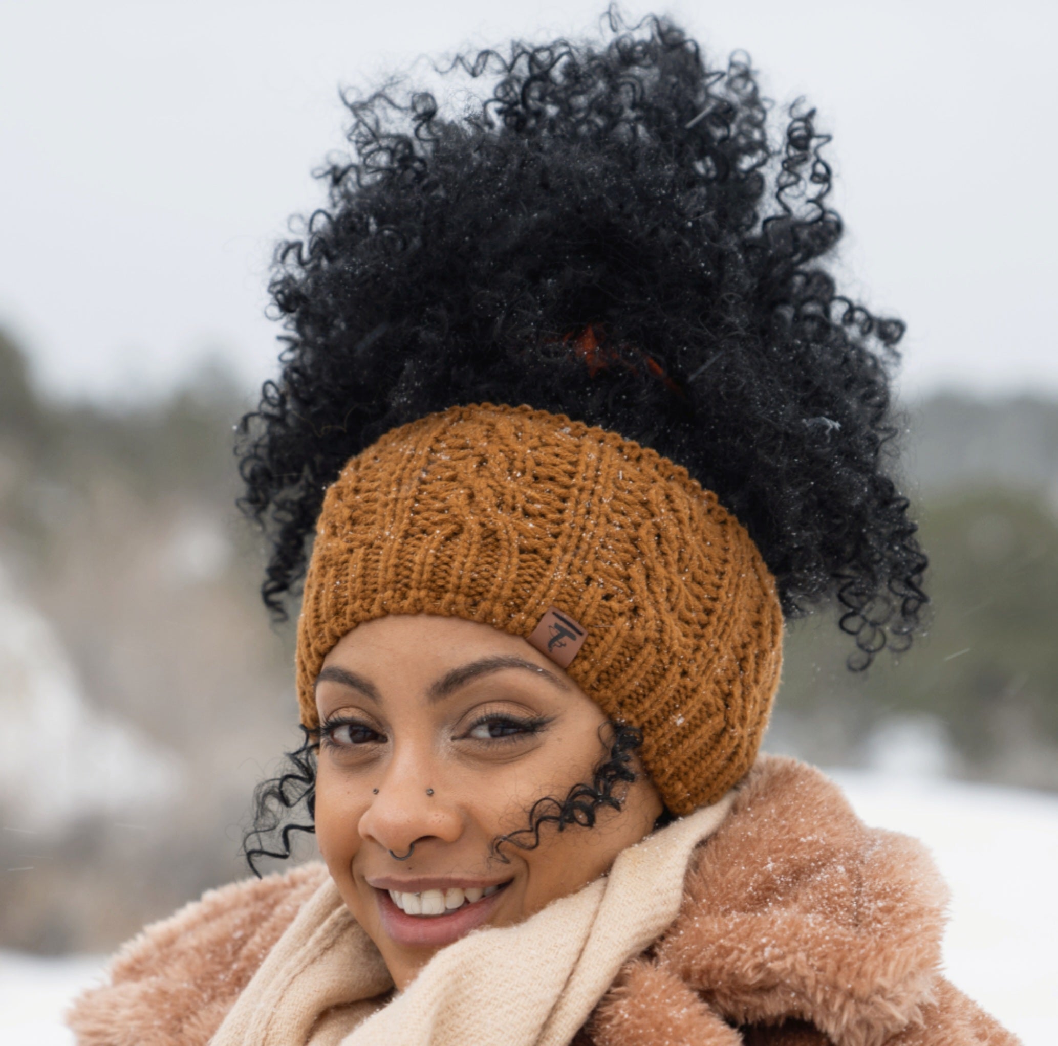 MAYA Satin Lined Ear Warmer Headband Beanie - ROYAL PURPLE