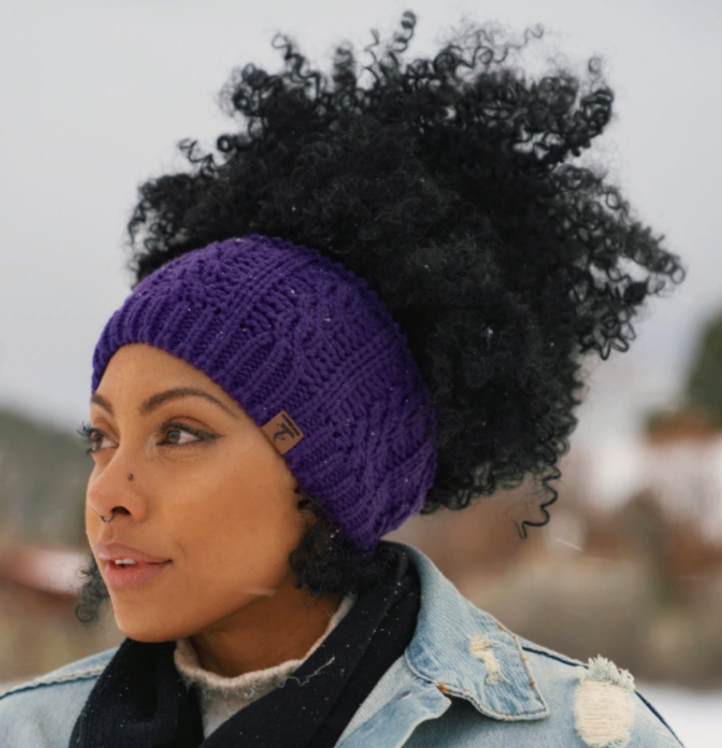 MAYA Satin Lined Ear Warmer Headband Beanie - BOYSENBERRY