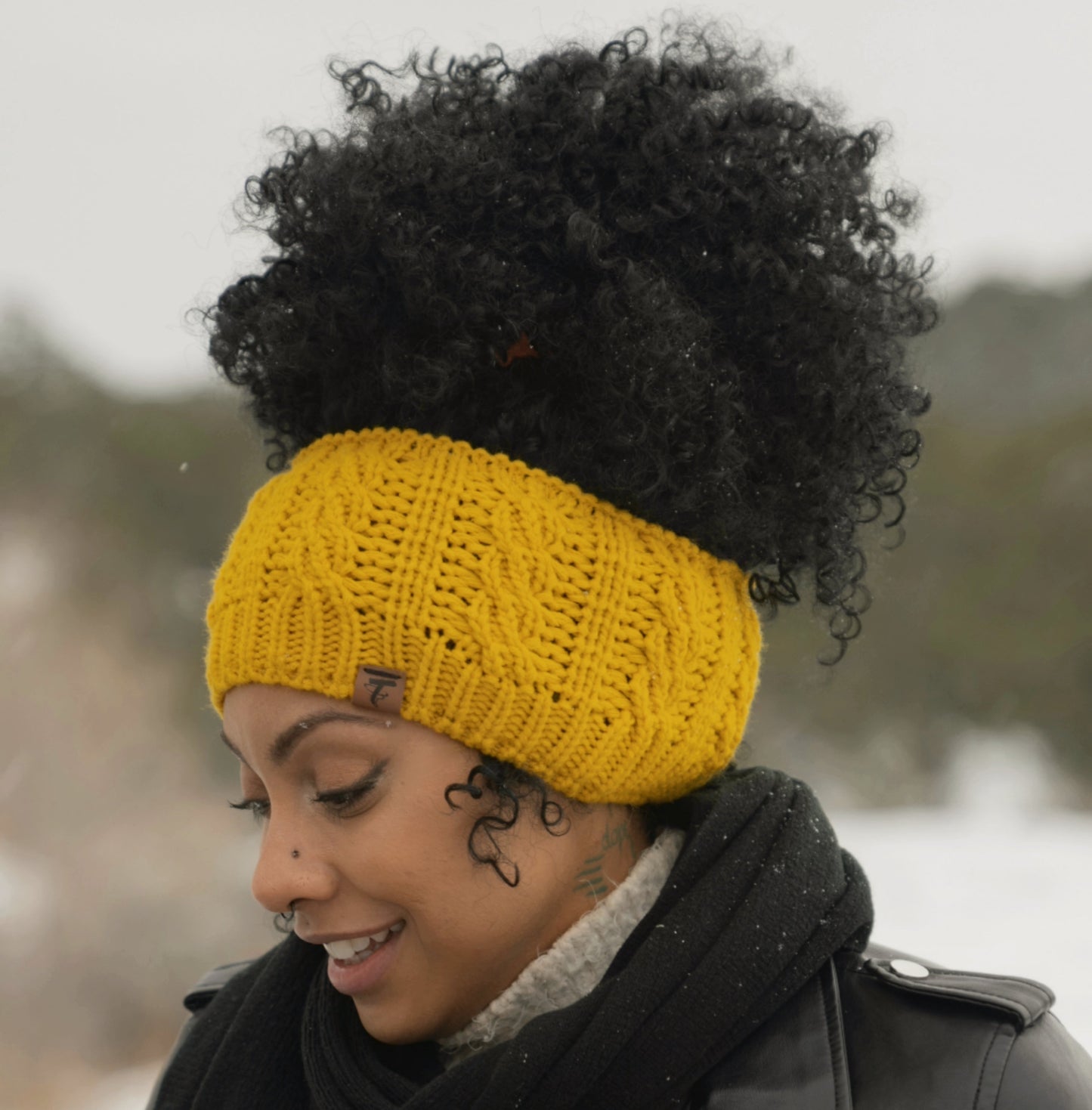 MAYA Satin Lined Ear Warmer Headband Beanie - HONEY