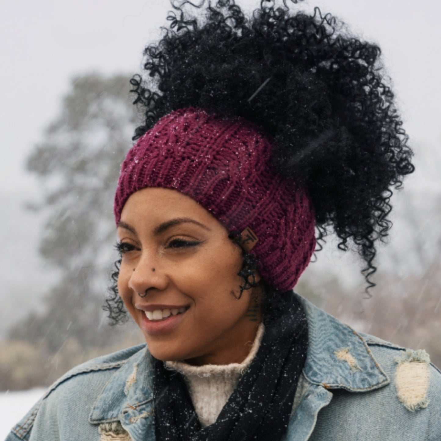 MAYA Satin Lined Ear Warmer Headband Beanie - HAZELNUT