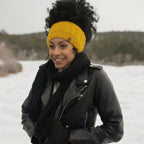 MAYA Satin Lined Ear Warmer Headband Beanie - HONEY