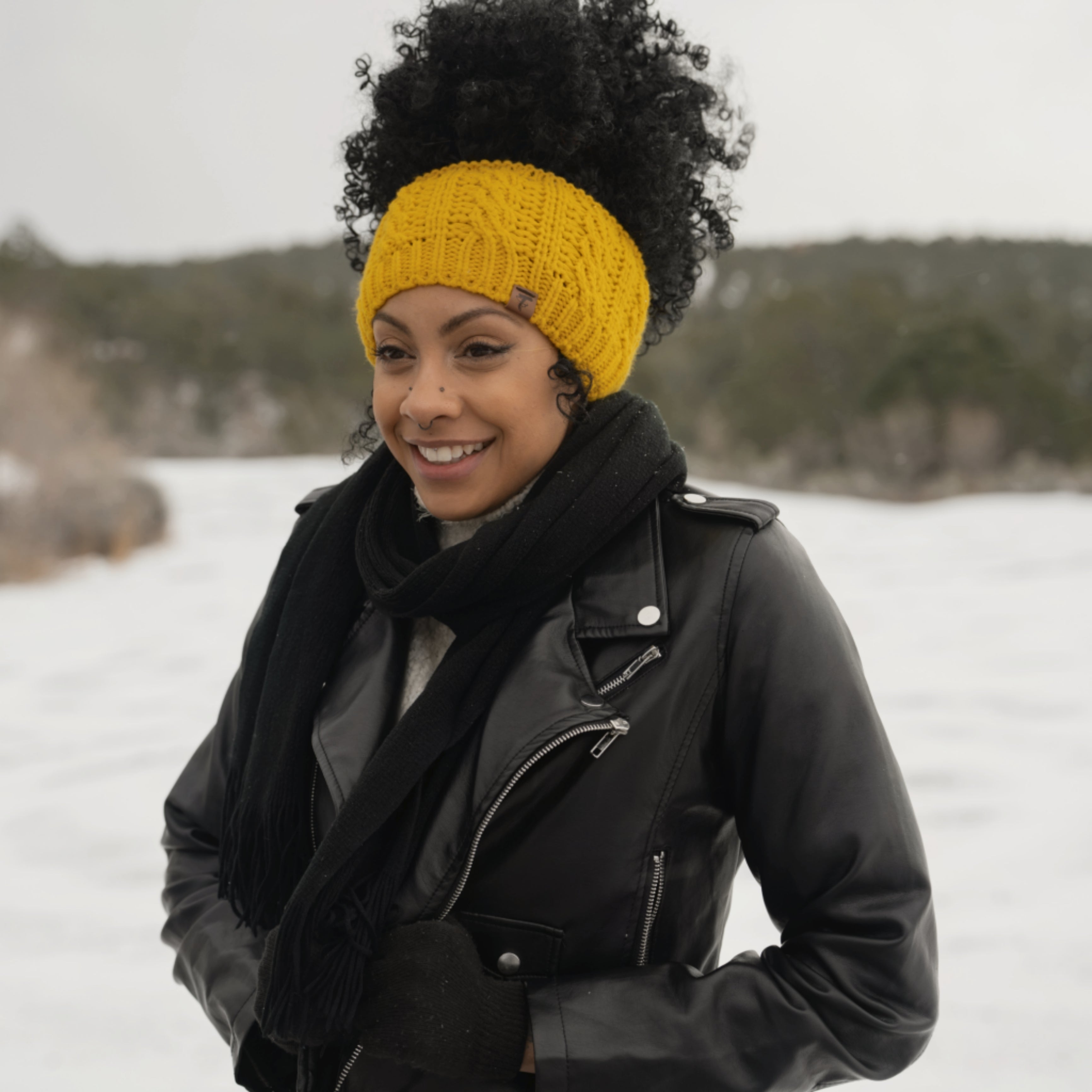 MAYA Satin Lined Ear Warmer Headband Beanie - HONEY